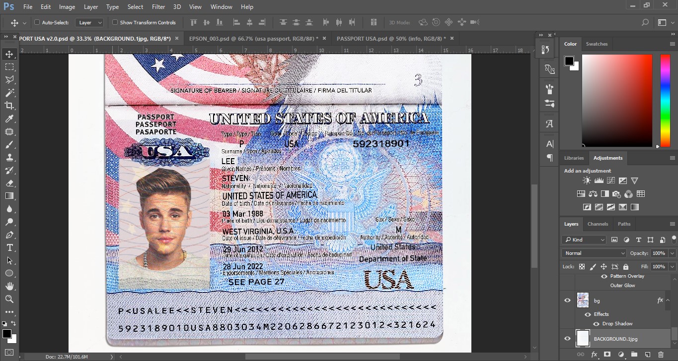 USA Passport PSD Template