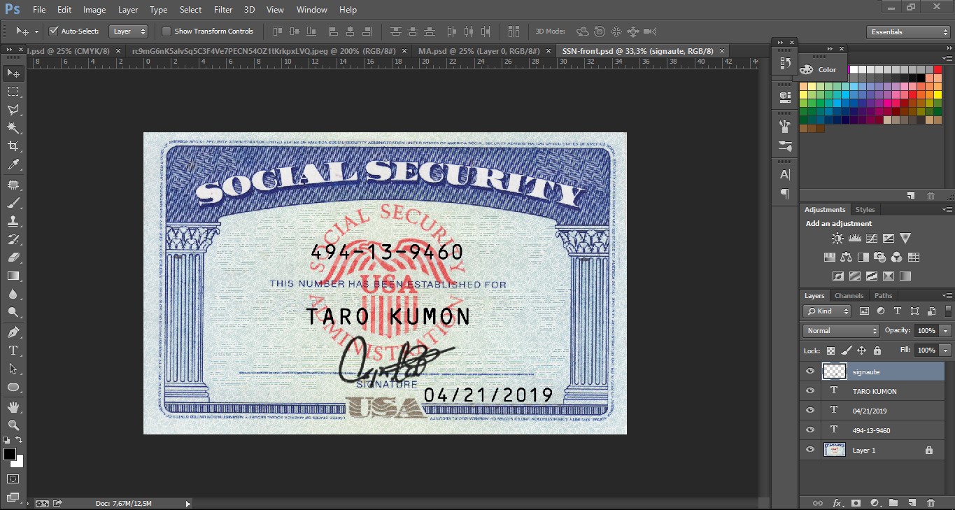 USA SECURITY CARD PSD