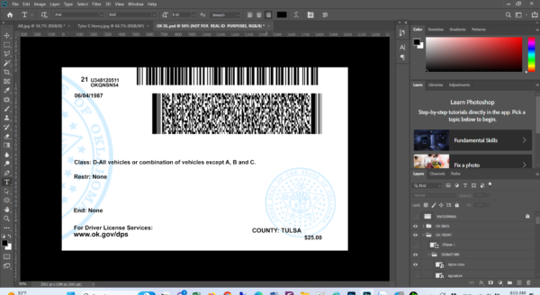 Oklahoma DL Editable PSD Template