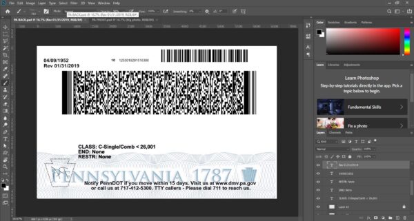 Pennsylvania DL Editable PSD Template