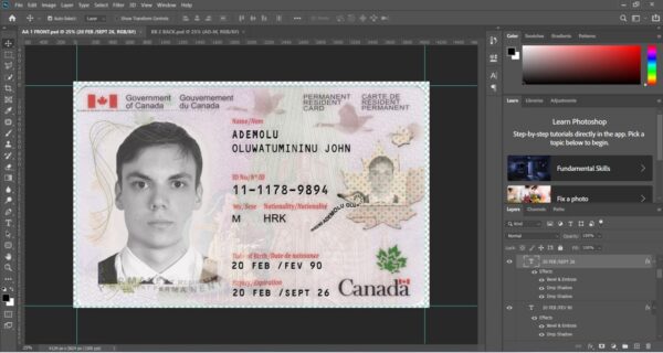 Canada PR Card Editable Template